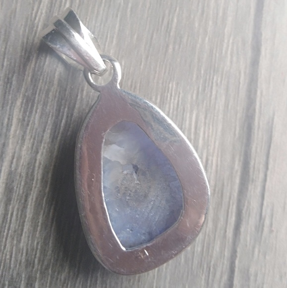 Sterling Silver Blue Druzy crystal Stone  pendant - Picture 3 of 5